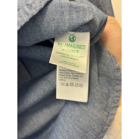 J.CREW Classic Chambray Blue Blouse Womens 02 Long Ruffle Sleeve C26 - Picture 4 of 5